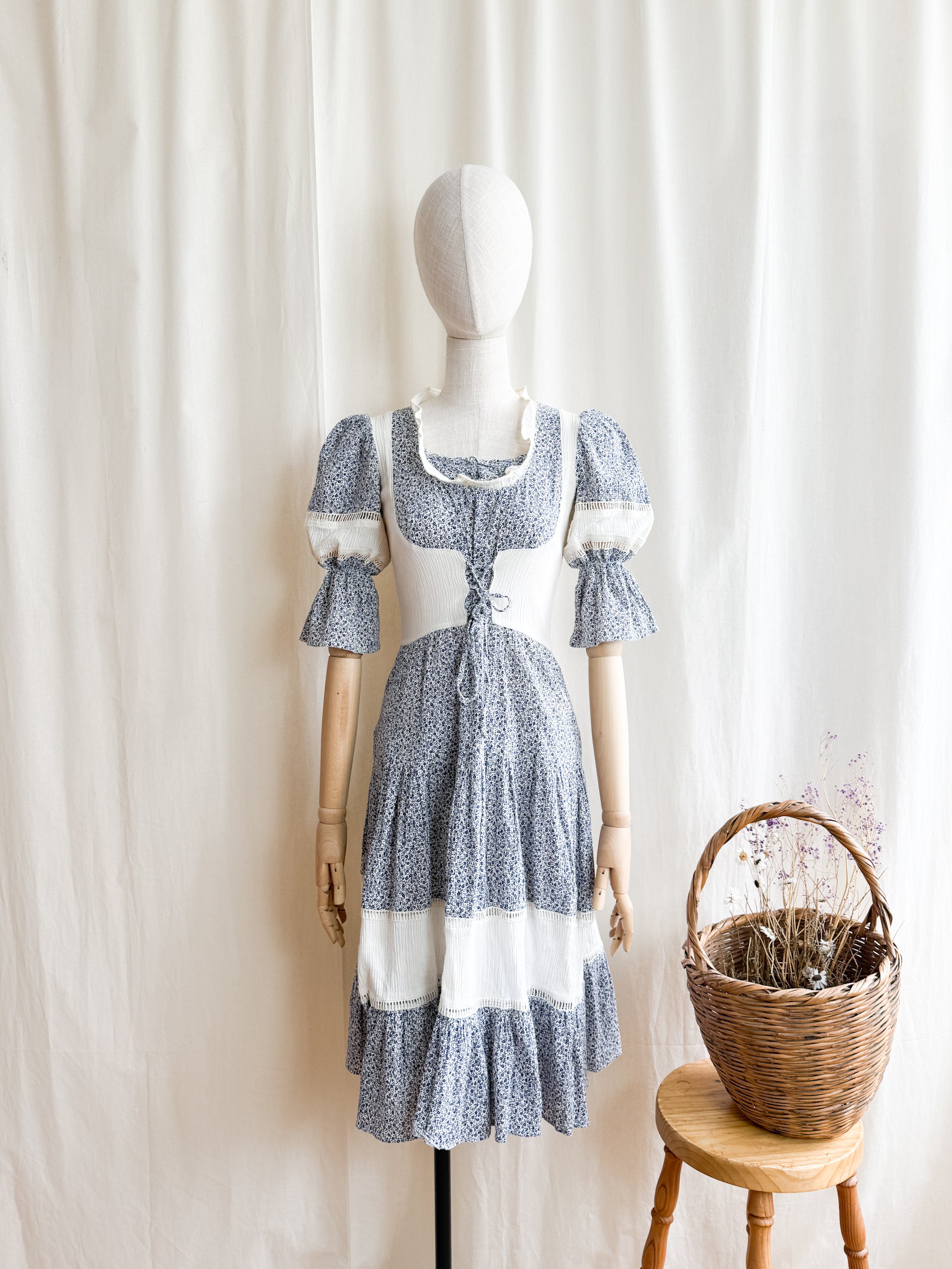 Ethereal Rare 70s Soft Cotton Cheesecloth Bohemian Maxi Dress