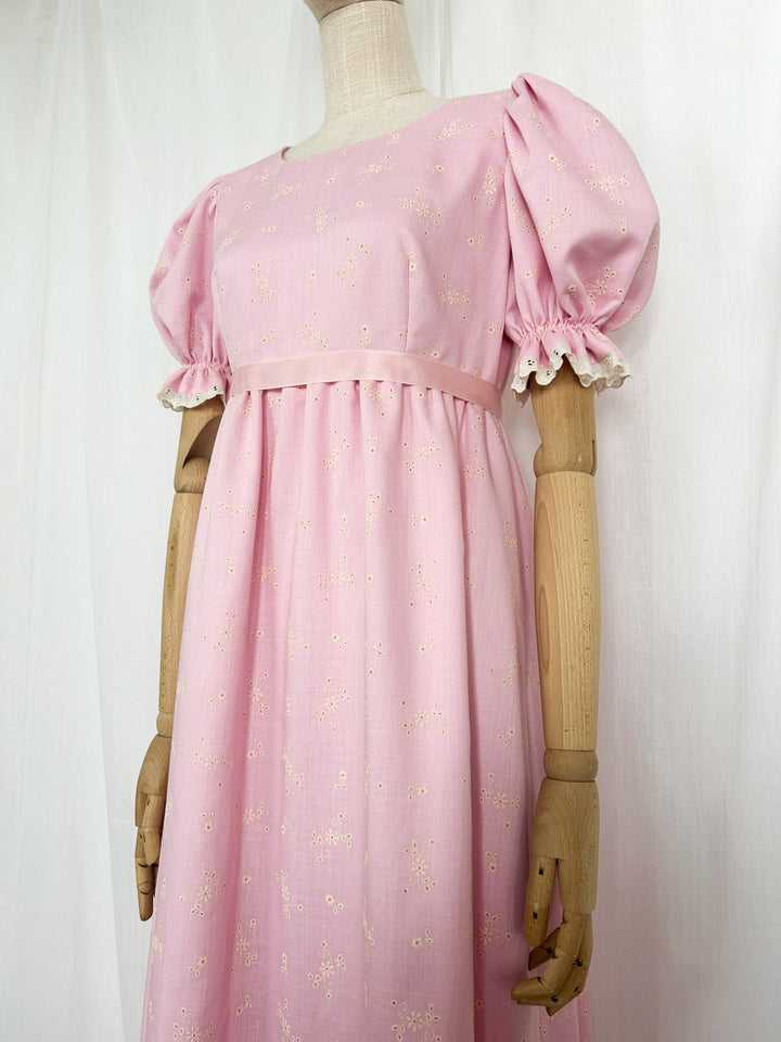 Camellia ~ adorable handmade 1970s cotton pink prairie dress