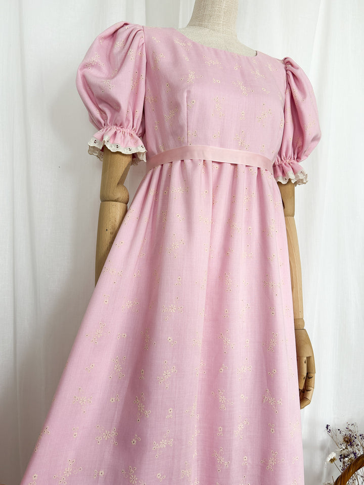 Camellia ~ adorable handmade 1970s cotton pink prairie dress