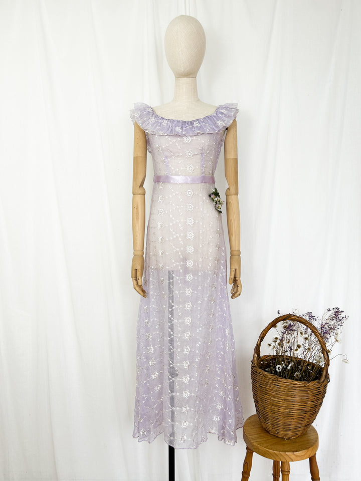 The Lilac ~ stunning 1930s cotton organdy dress