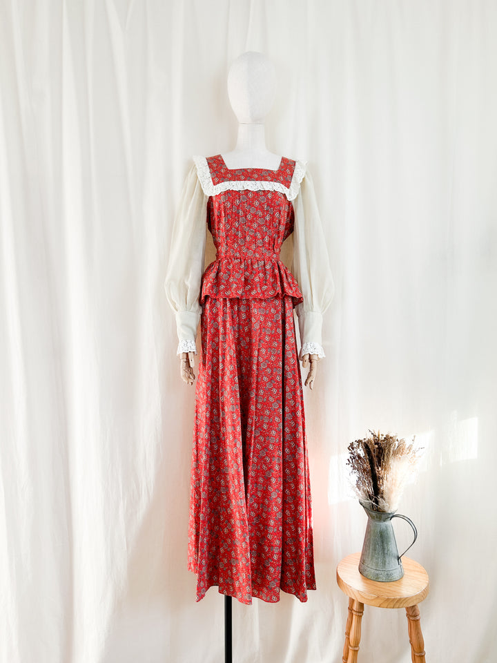 Incredible Precious 70s Samuel Sherman Cotton Prairie Dress