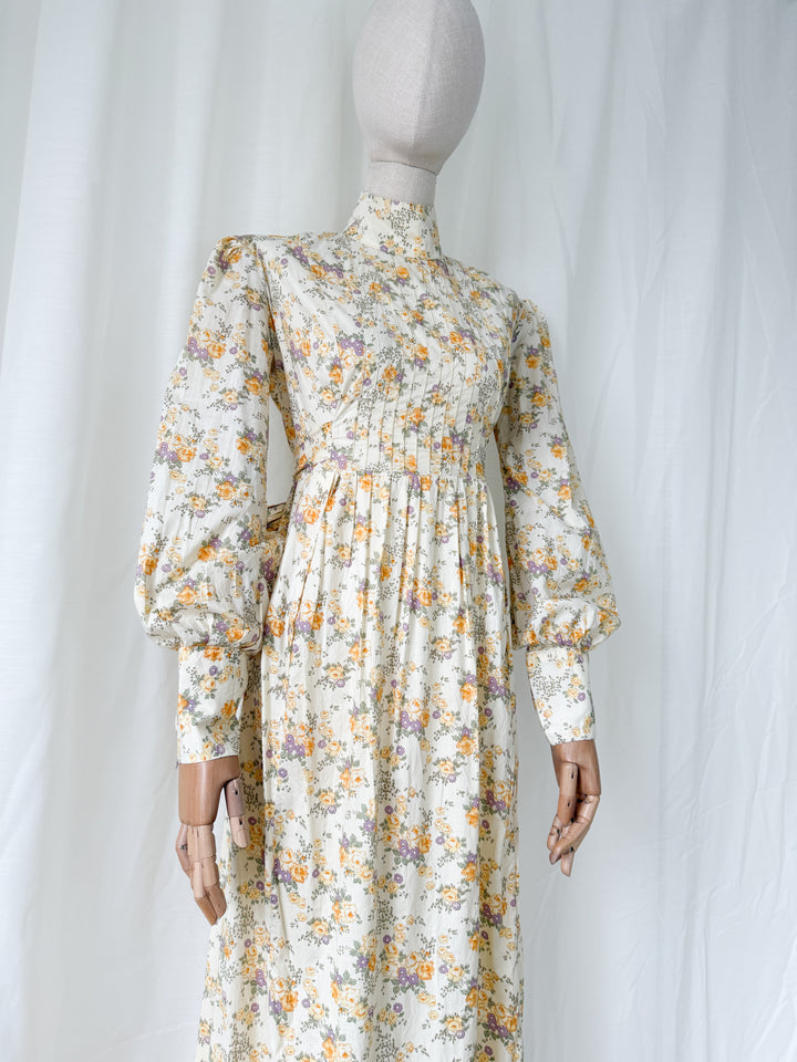 Divine Precious Rare 1970s Bluestocking Liberty Cotton Floral Maxi Dress