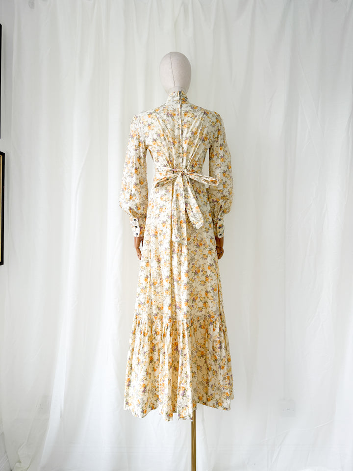 Divine Precious Rare 1970s Bluestocking Liberty Cotton Floral Maxi Dress