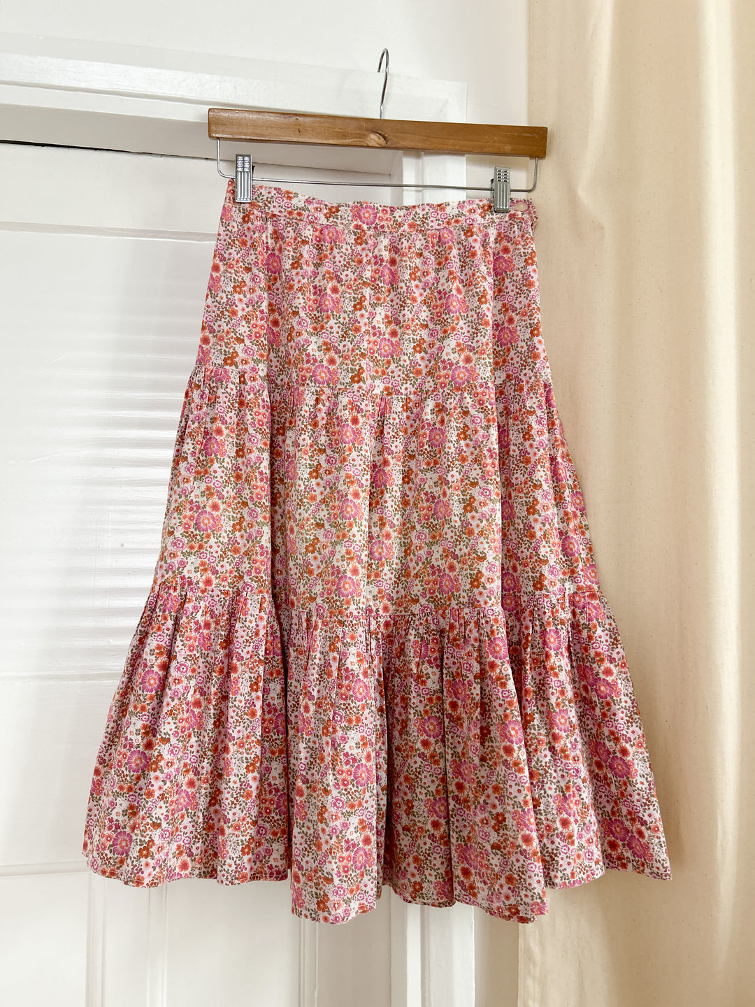 flower pot cotton 70s midi skirt