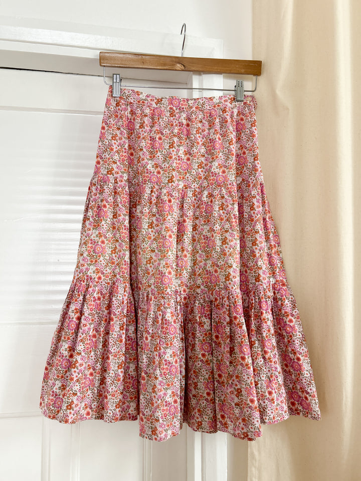 flower pot cotton 70s midi skirt