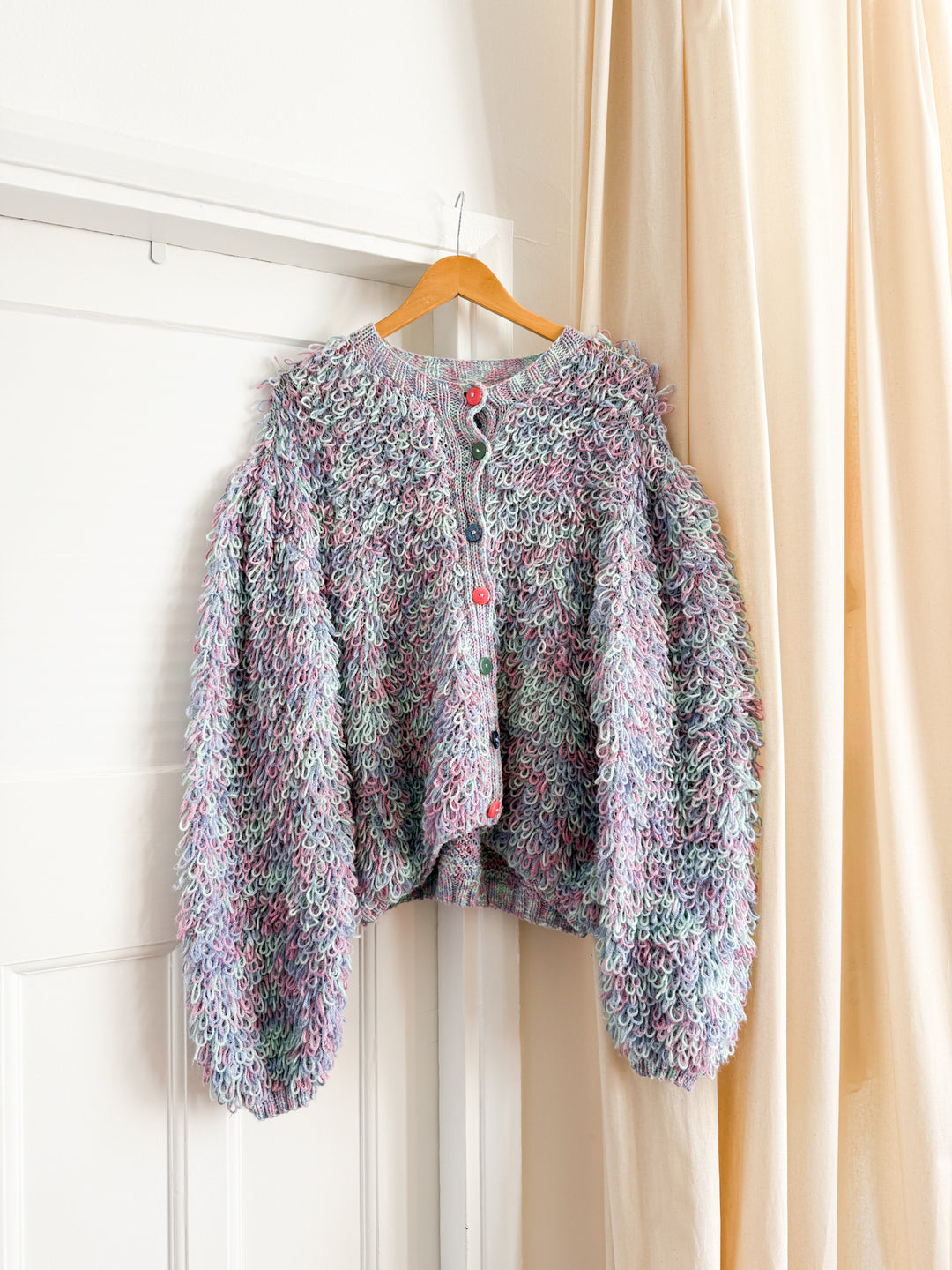 Amazing Rare 70s Oversized Loopy Knit Cardigan