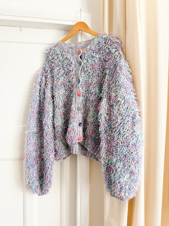 Amazing Rare 70s Oversized Loopy Knit Cardigan