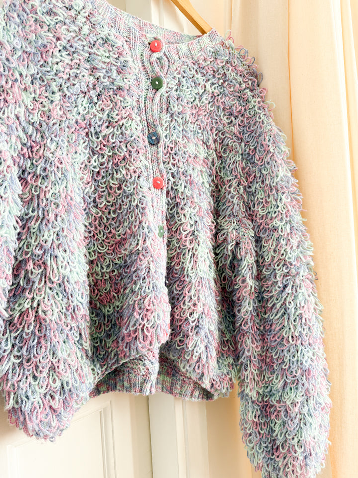 Amazing Rare 70s Oversized Loopy Knit Cardigan
