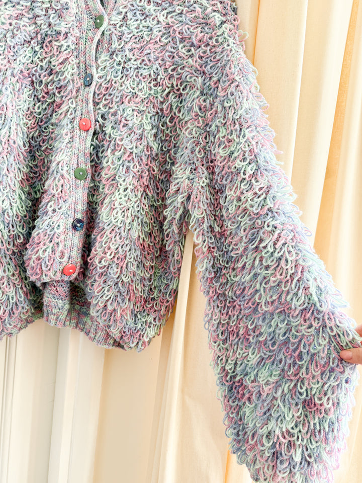 Amazing Rare 70s Oversized Loopy Knit Cardigan