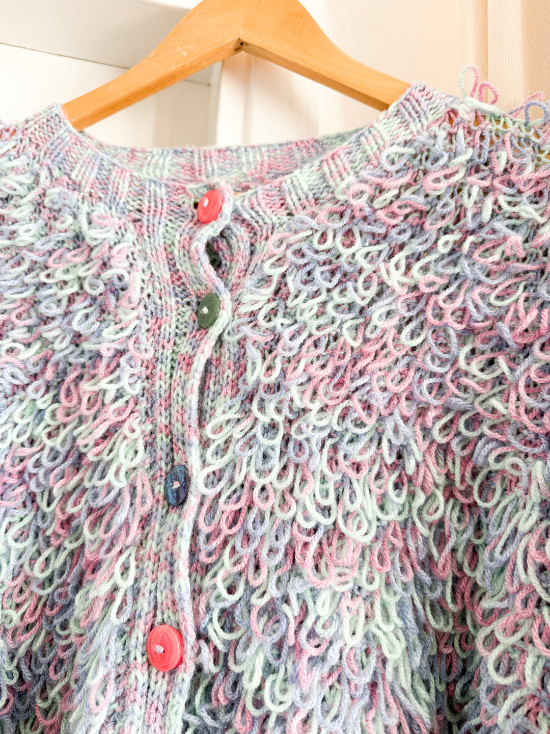Amazing Rare 70s Oversized Loopy Knit Cardigan