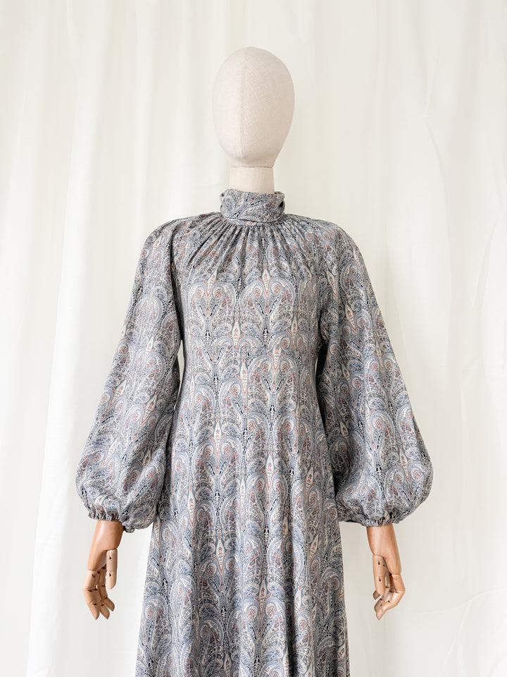 Magical Rare 1970s Liberty Wool Blend Billowing Maxi Dress