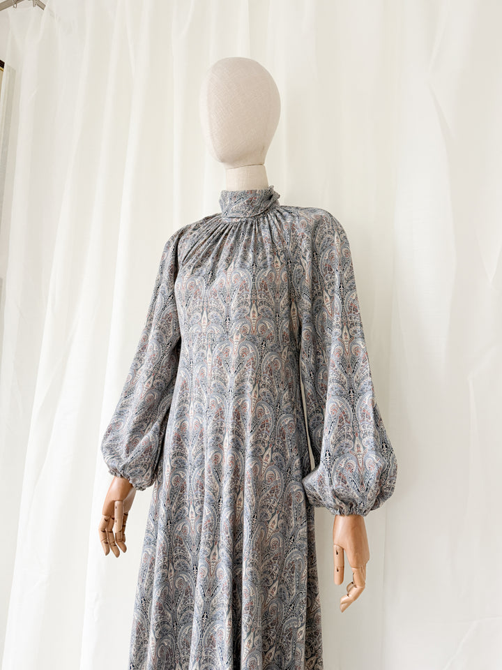 Magical Rare 1970s Liberty Wool Blend Billowing Maxi Dress