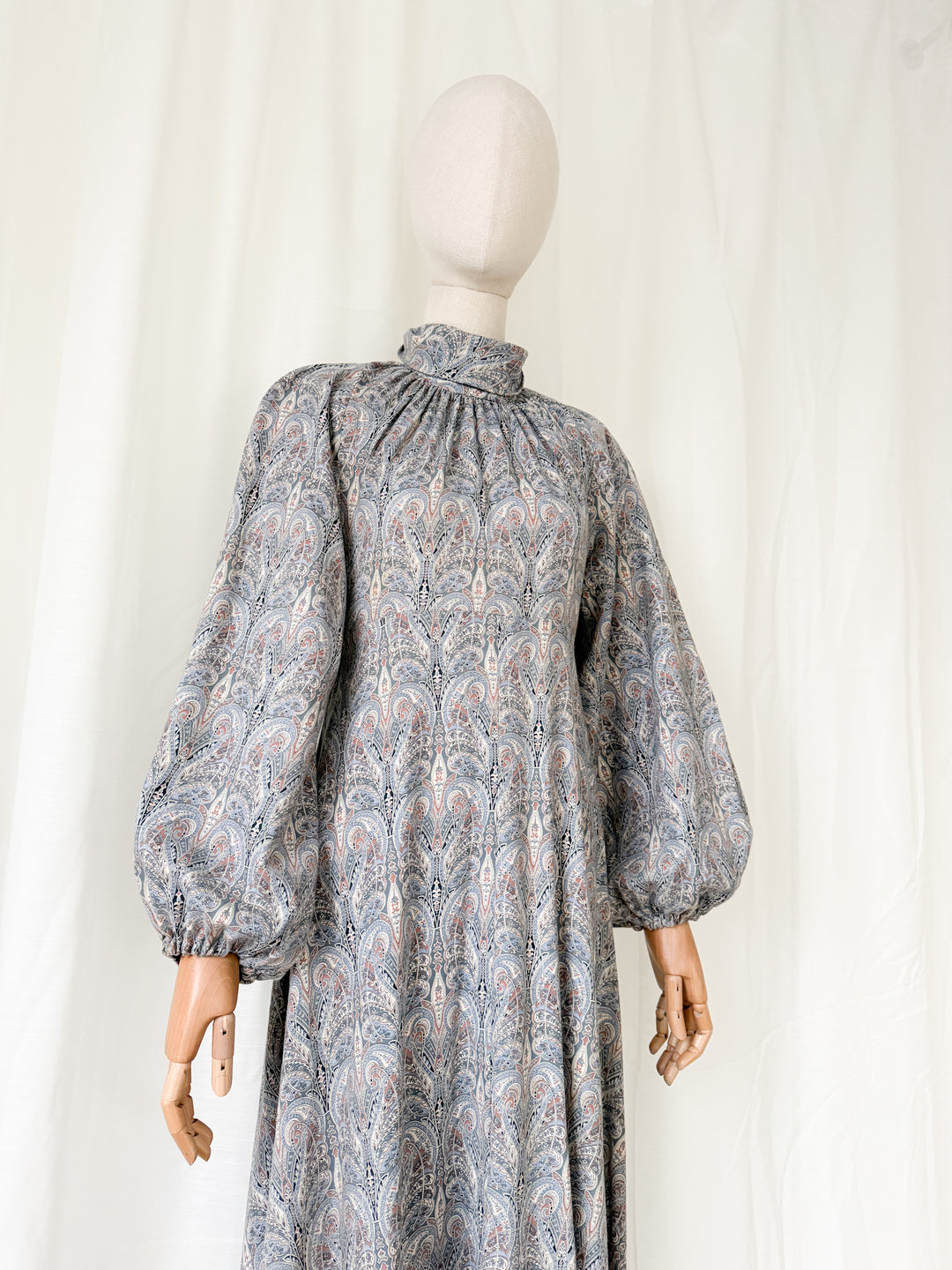 Magical Rare 1970s Liberty Wool Blend Billowing Maxi Dress