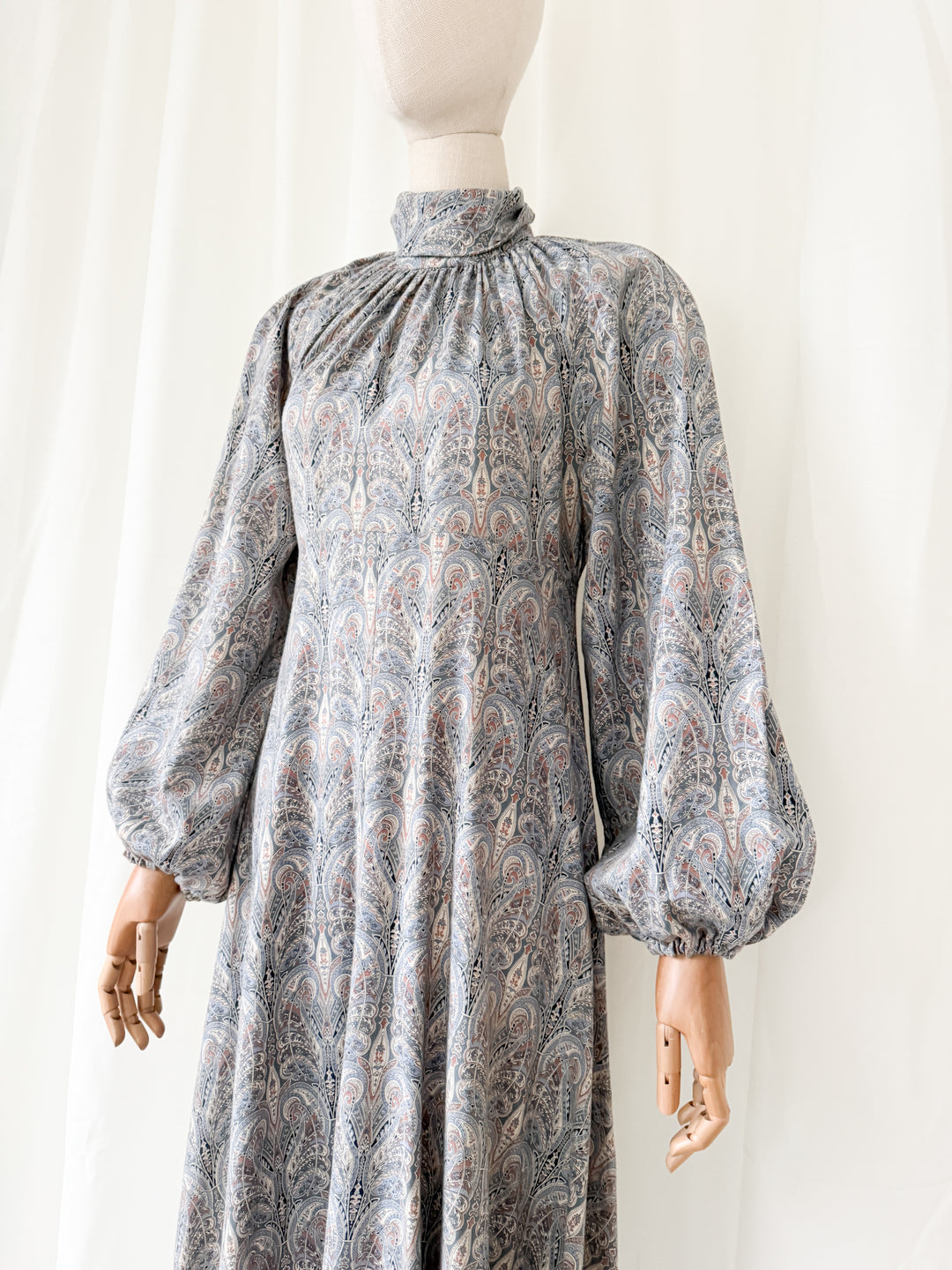 Magical Rare 1970s Liberty Wool Blend Billowing Maxi Dress