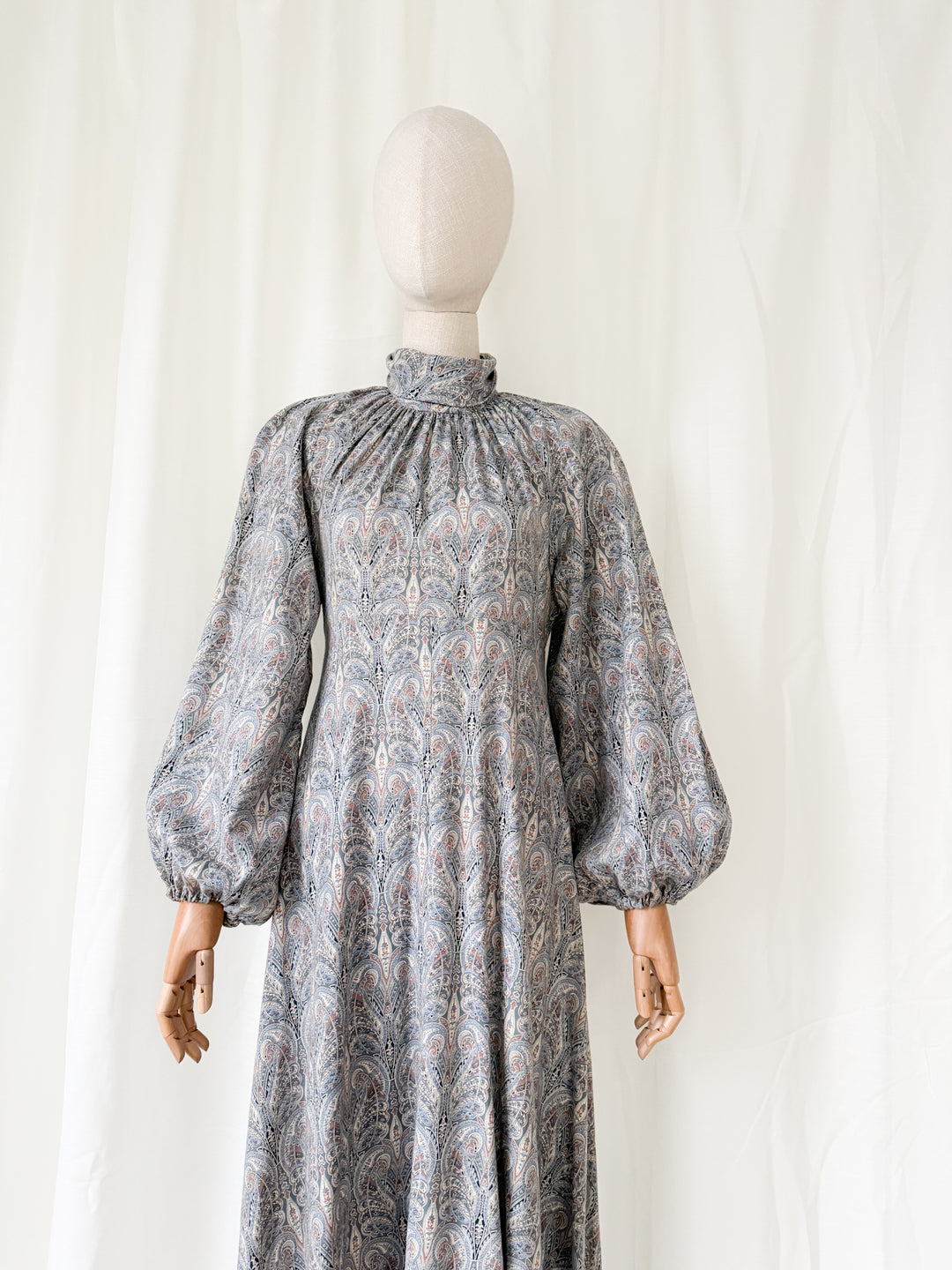 Magical Rare 1970s Liberty Wool Blend Billowing Maxi Dress