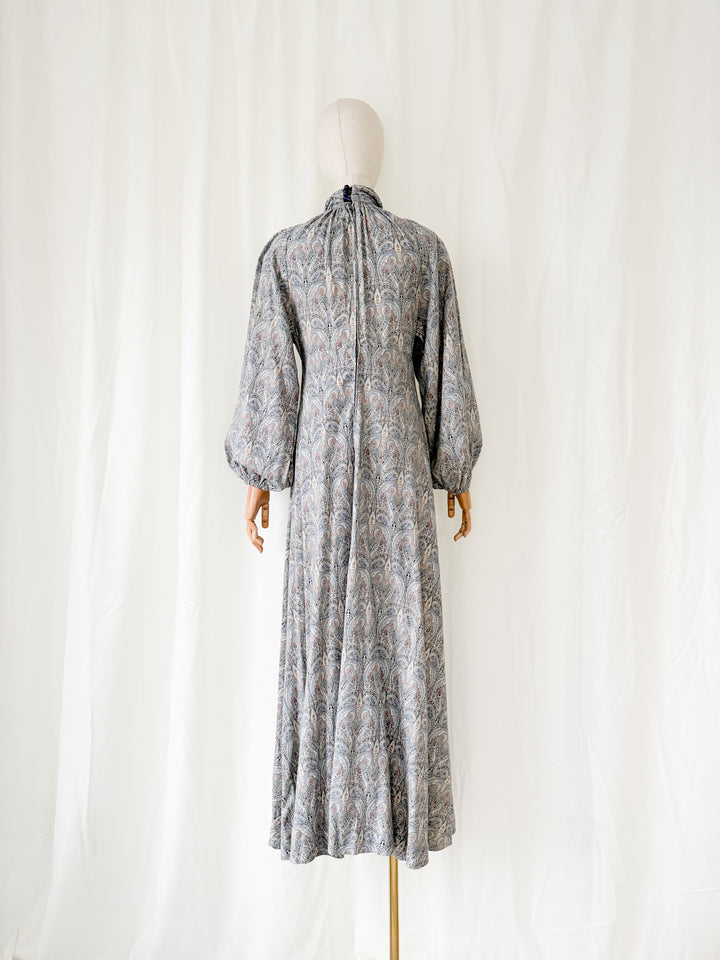 Magical Rare 1970s Liberty Wool Blend Billowing Maxi Dress