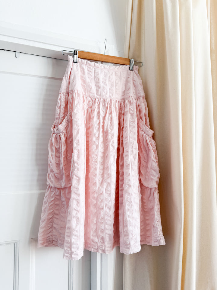 Rare Sweet Late 70s Seersucker Cotton Skirt by Phool