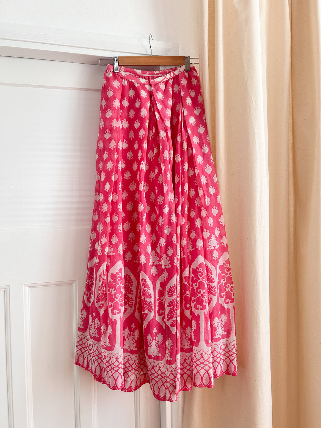 Boheme 70s cotton pink maxi skirt