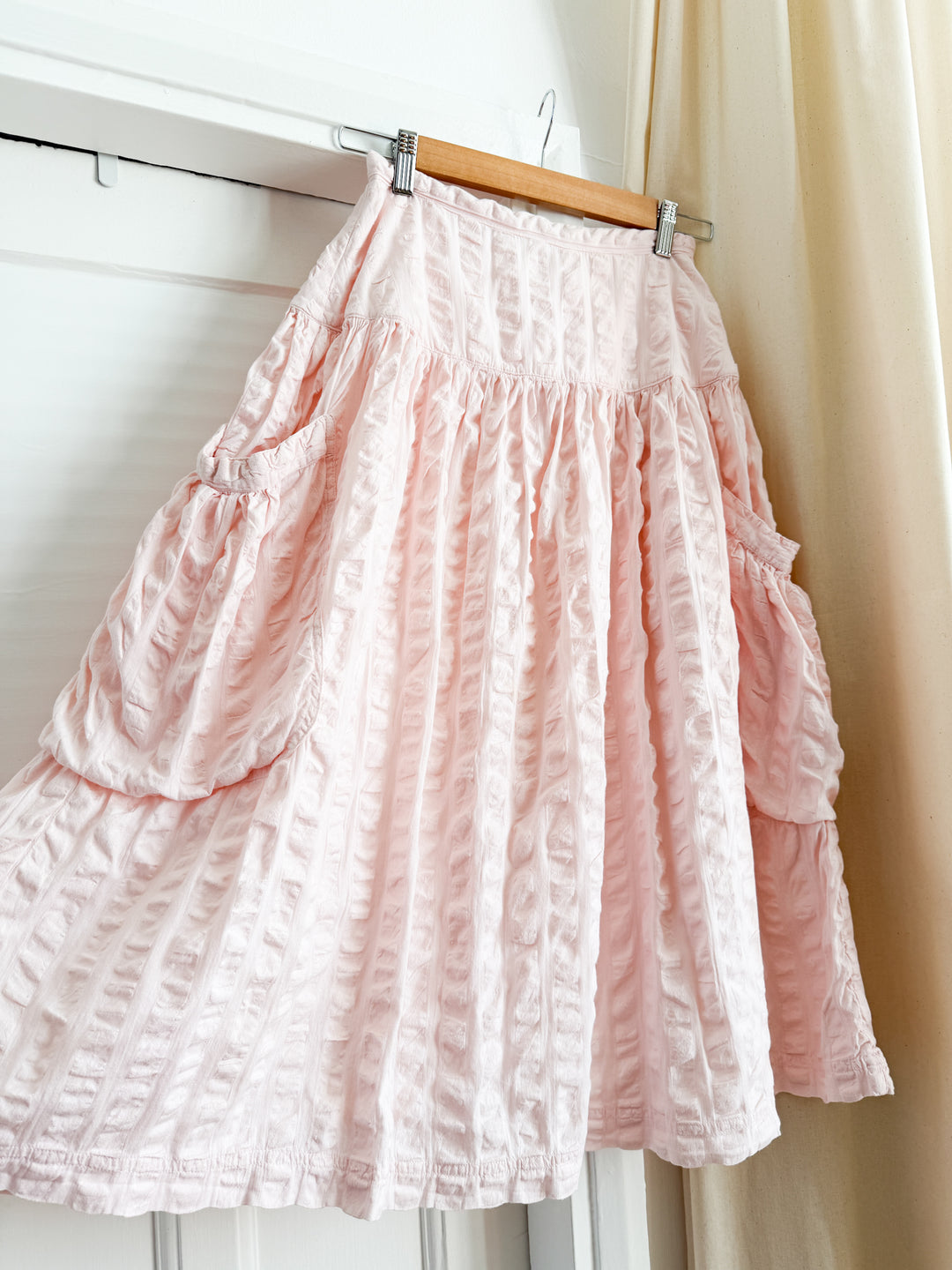 Rare Sweet Late 70s Seersucker Cotton Skirt by Phool