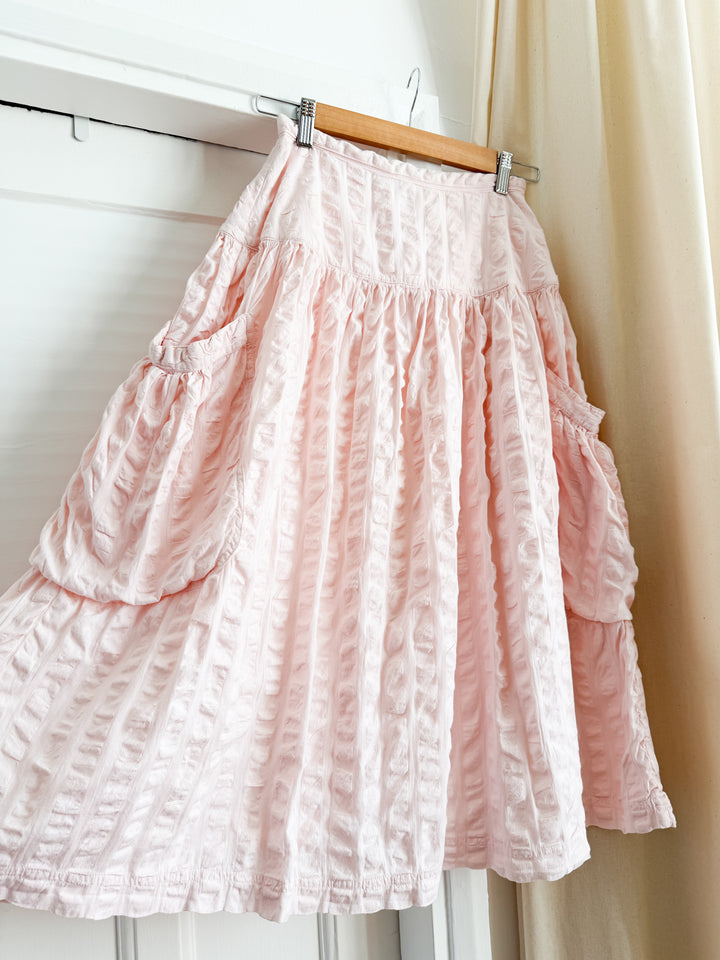 Rare Sweet Late 70s Seersucker Cotton Skirt by Phool