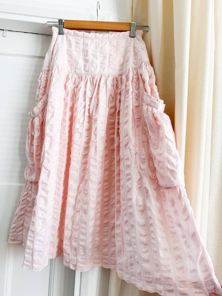 Rare Sweet Late 70s Seersucker Cotton Skirt by Phool