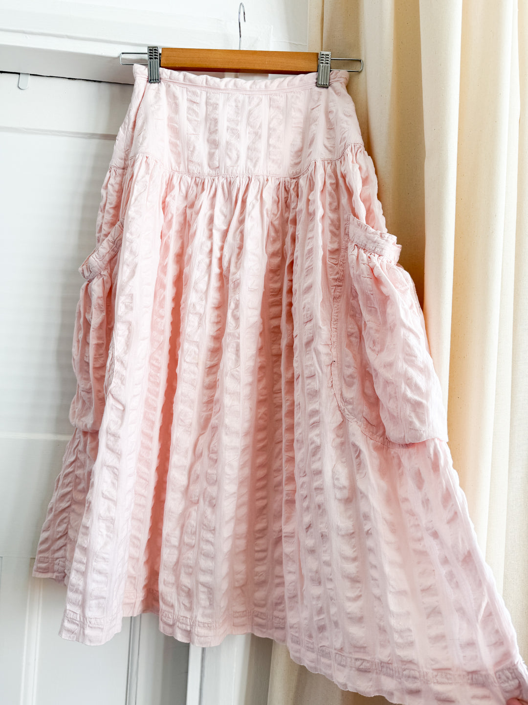 Rare Sweet Late 70s Seersucker Cotton Skirt by Phool