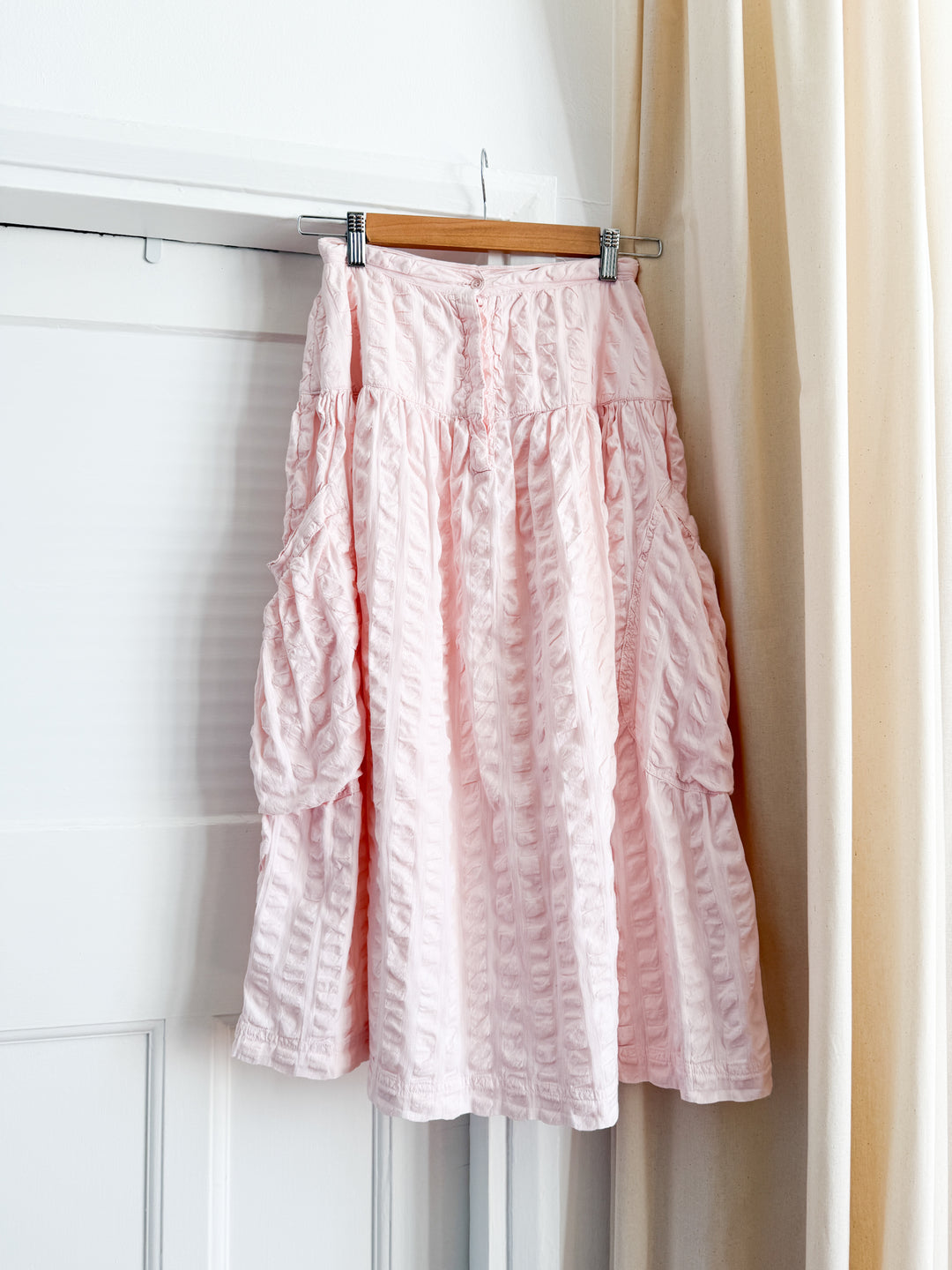 Rare Sweet Late 70s Seersucker Cotton Skirt by Phool