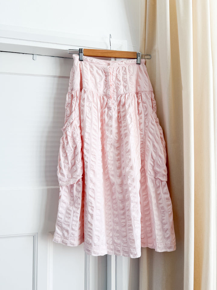 Rare Sweet Late 70s Seersucker Cotton Skirt by Phool