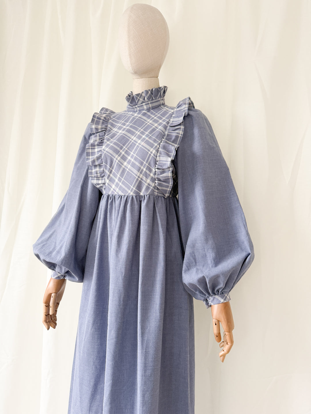 Insanely Beautiful 1970s Marion Donaldson Billowing Sleeve Cotton Maxi Dress