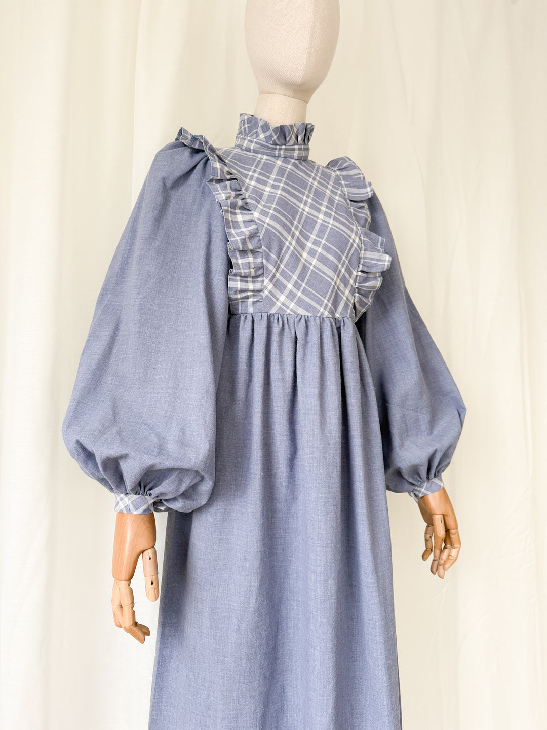 Insanely Beautiful 1970s Marion Donaldson Billowing Sleeve Cotton Maxi Dress