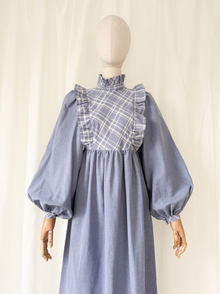 Insanely Beautiful 1970s Marion Donaldson Billowing Sleeve Cotton Maxi Dress