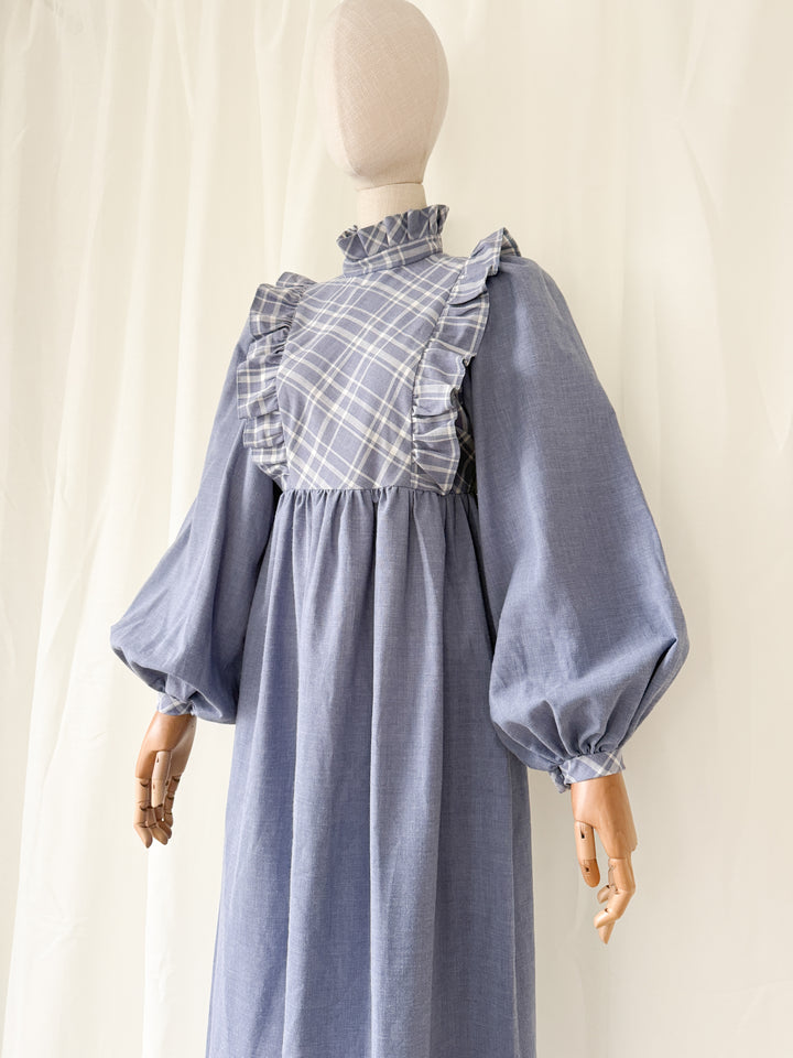 Insanely Beautiful 1970s Marion Donaldson Billowing Sleeve Cotton Maxi Dress