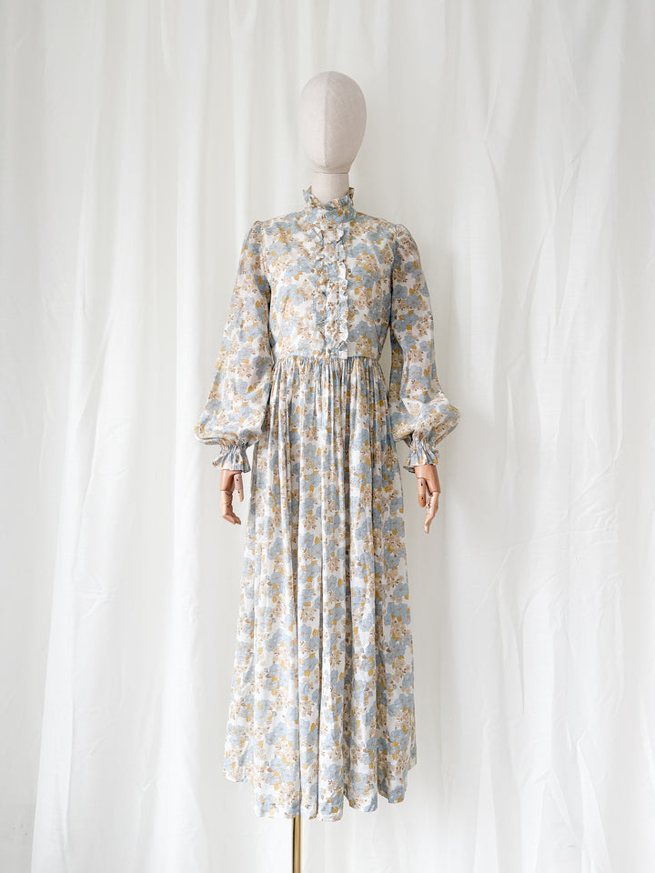 Sweet 1970s Floral Cotton Maxi Dress
