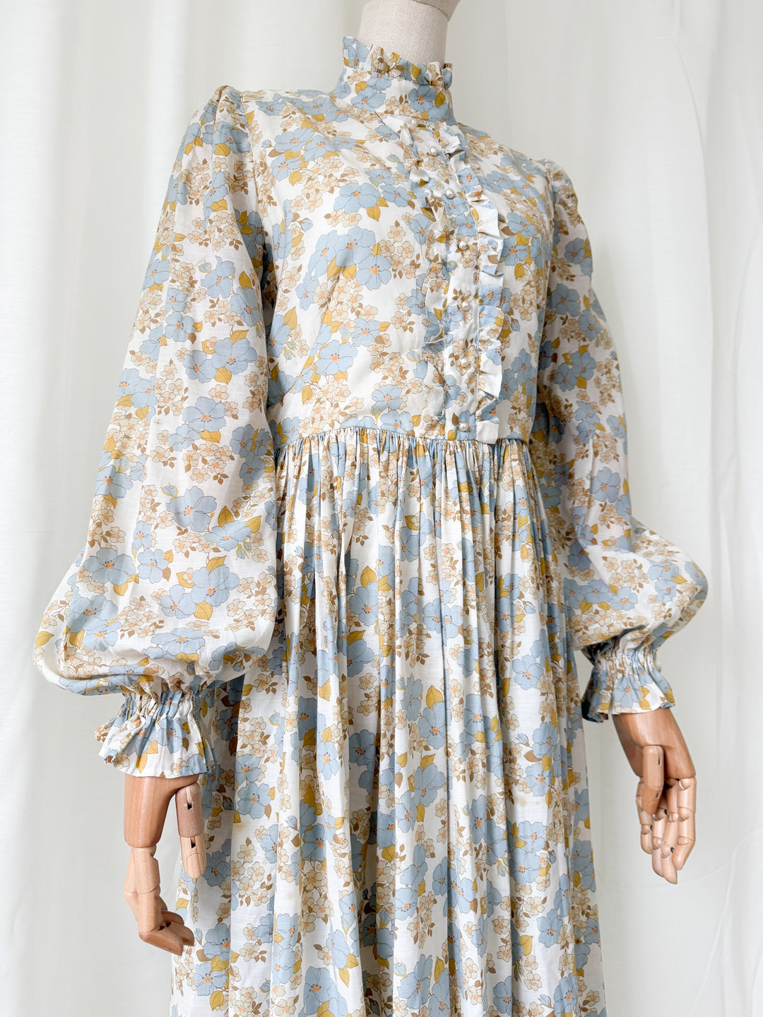 Sweet 1970s Floral Cotton Maxi Dress