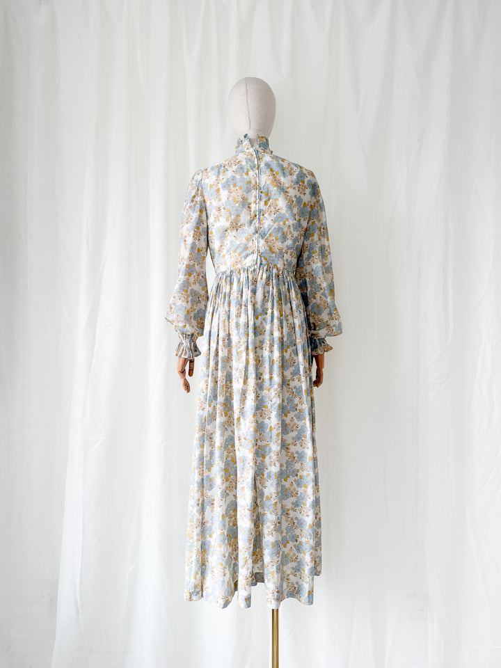 Sweet 1970s Floral Cotton Maxi Dress