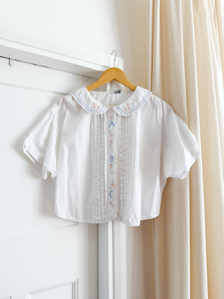 Adorable 80s Alphabet Crop Cotton Blouse
