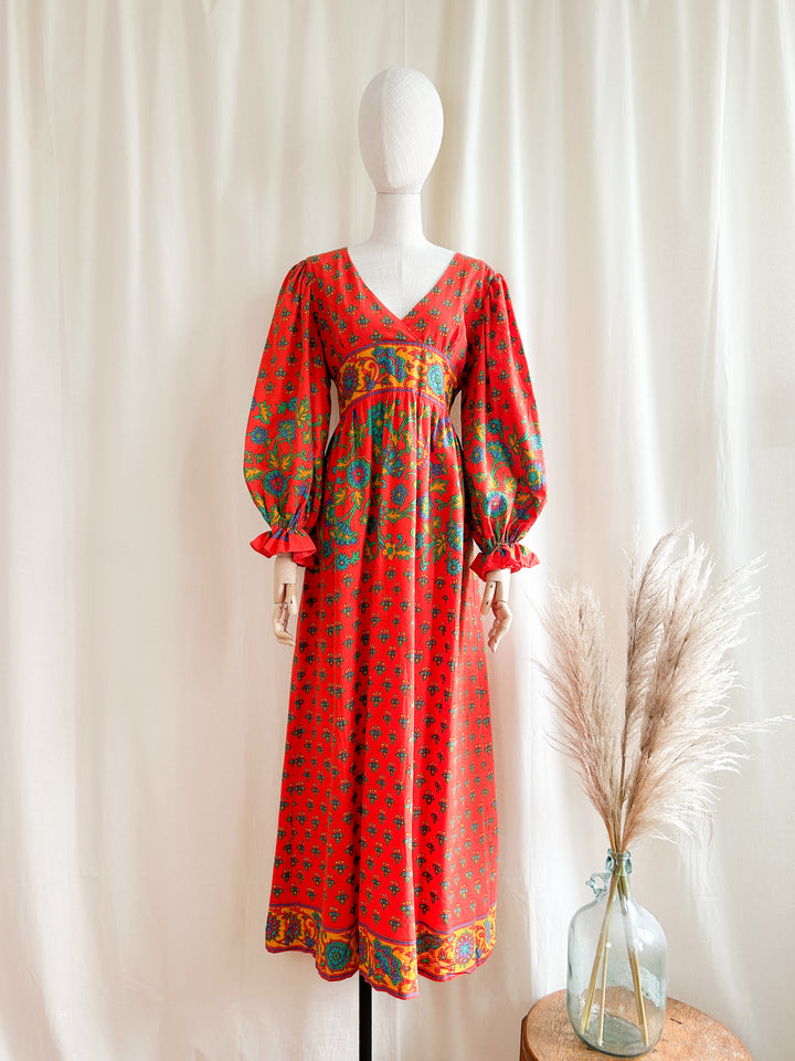 Rare Beautiful Bohemian 1970s Samuel Sherman Cotton Dream Dress