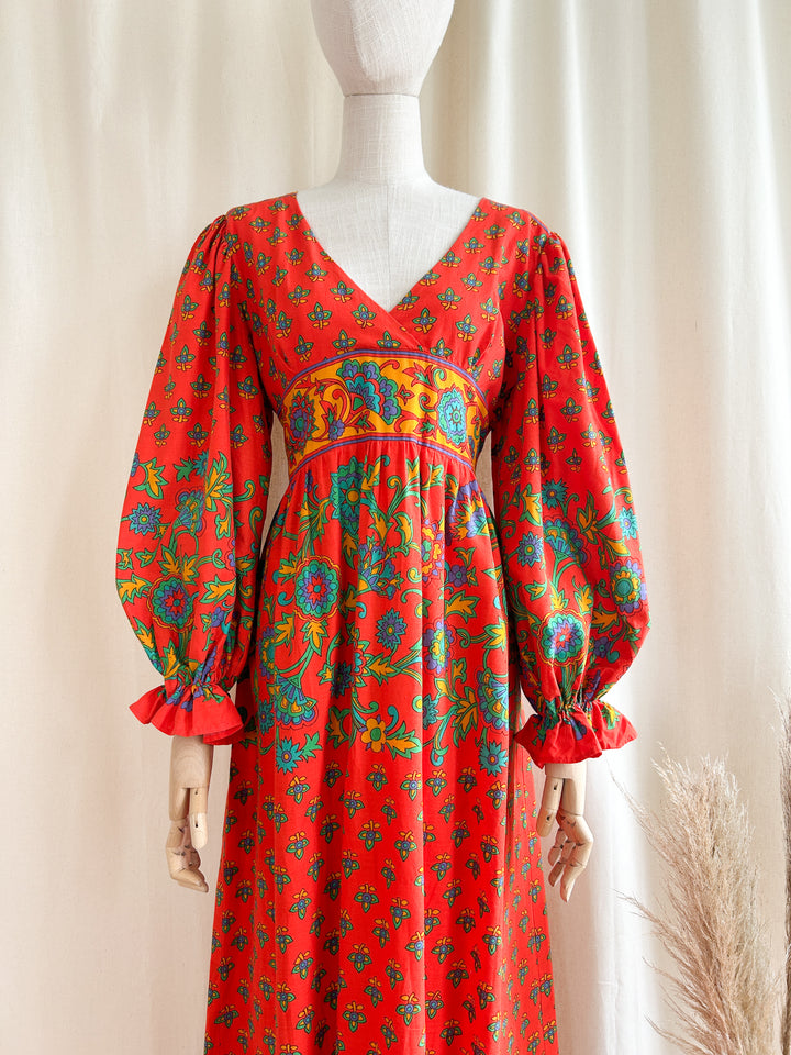 Rare Beautiful Bohemian 1970s Samuel Sherman Cotton Dream Dress