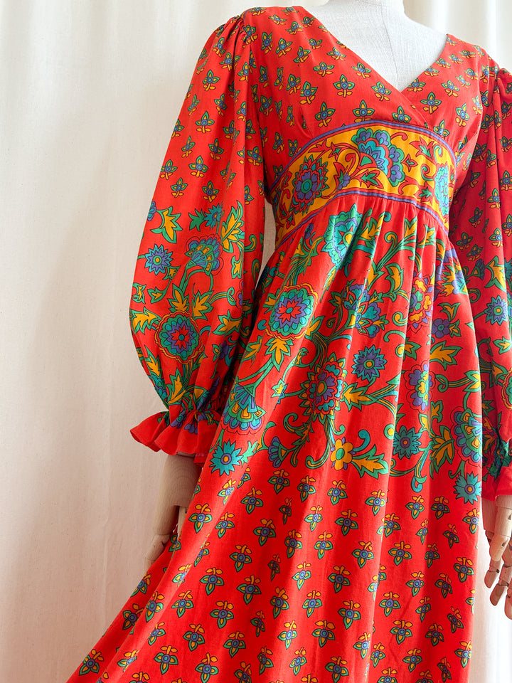 Rare Beautiful Bohemian 1970s Samuel Sherman Cotton Dream Dress