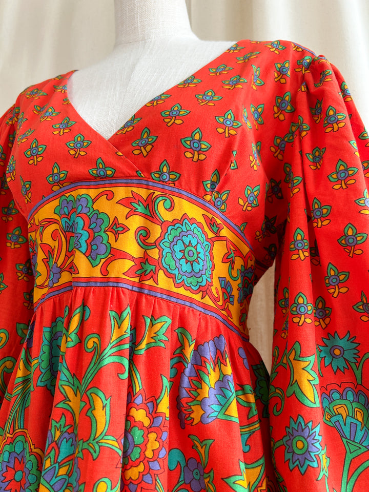 Rare Beautiful Bohemian 1970s Samuel Sherman Cotton Dream Dress