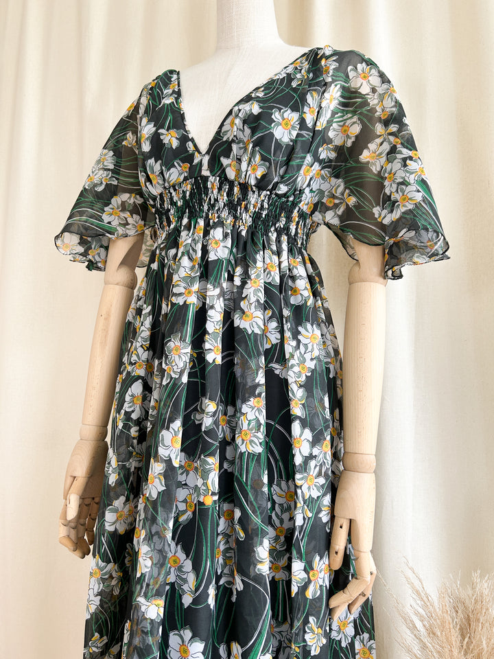 Holy Grail Rare Insane Floral Chiffon Maxi Dress by Jean Varon