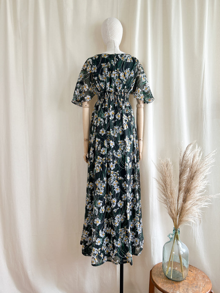 Holy Grail Rare Insane Floral Chiffon Maxi Dress by Jean Varon