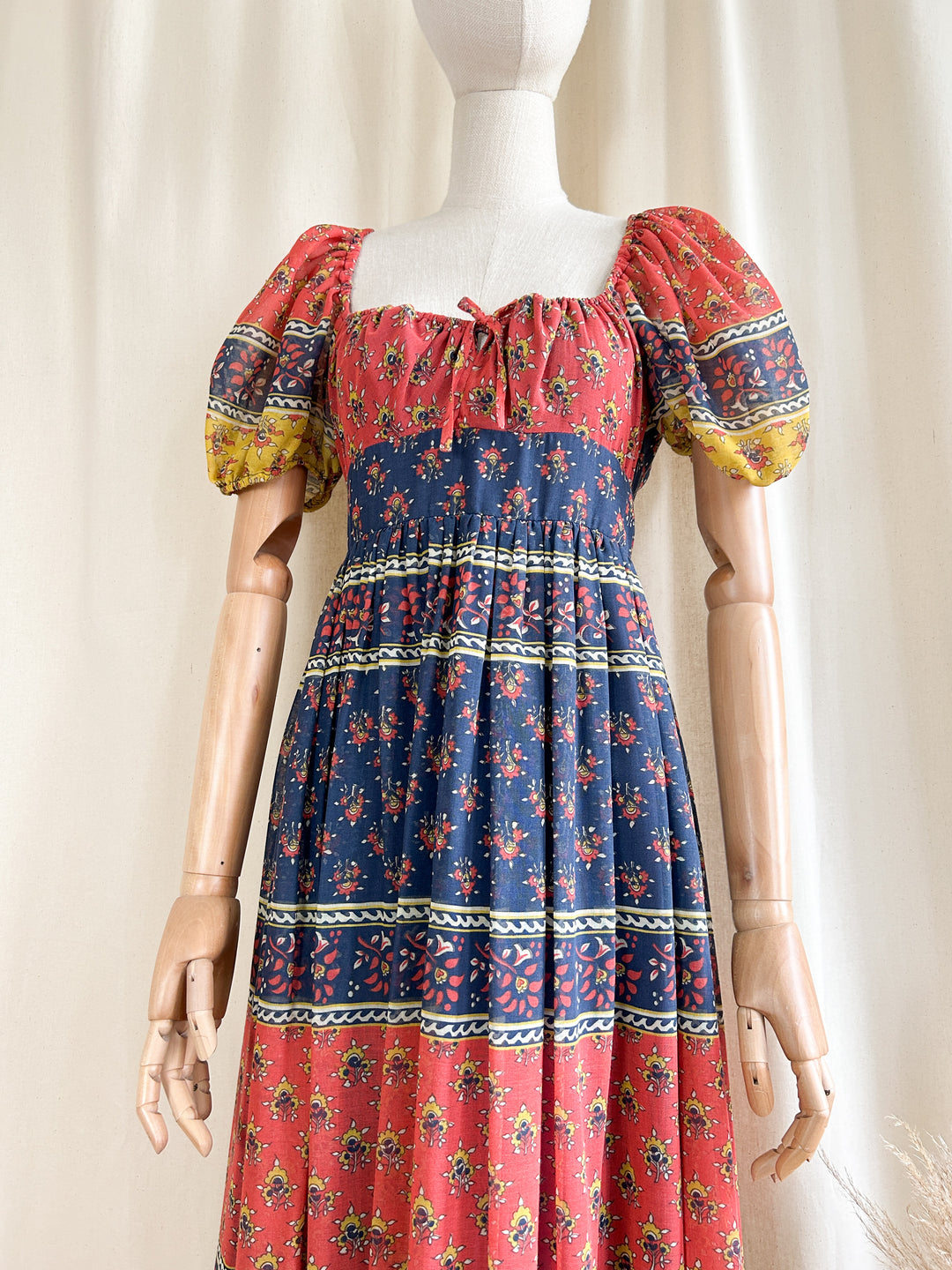 Beautiful Bohemian Cotton Blend 1970s Maxi Dress