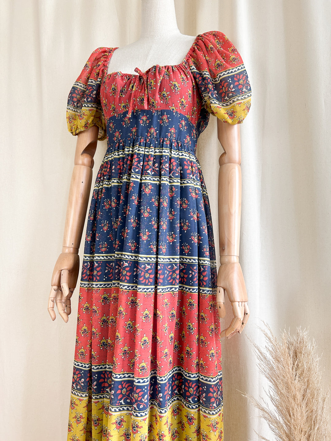 Beautiful Bohemian Cotton Blend 1970s Maxi Dress