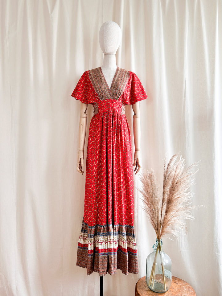 Stunning 1970s Cotton Bohemian Dream Dress