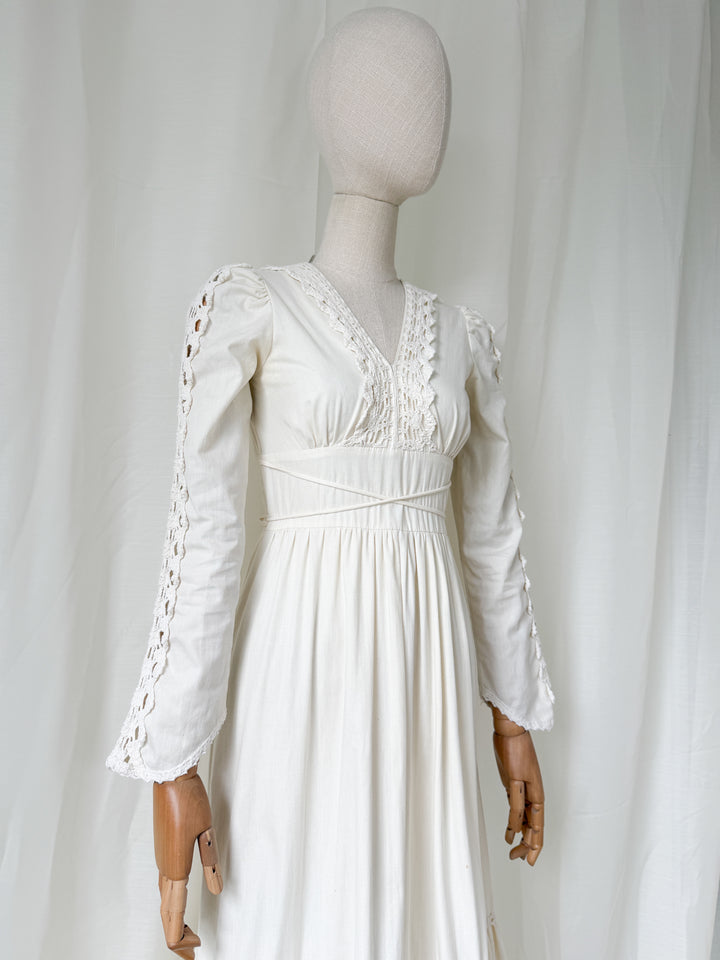 Breathtaking Precious Holy Grail Rare 1970s Gunne Sax Cotton Bohemian Maxi Dress