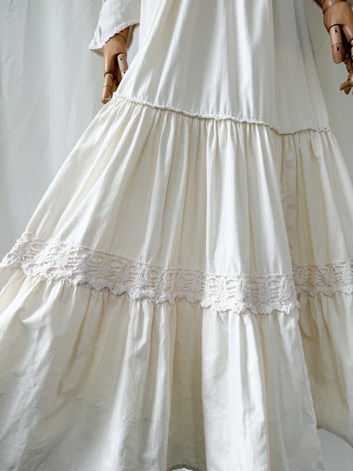 Breathtaking Precious Holy Grail Rare 1970s Gunne Sax Cotton Bohemian Maxi Dress