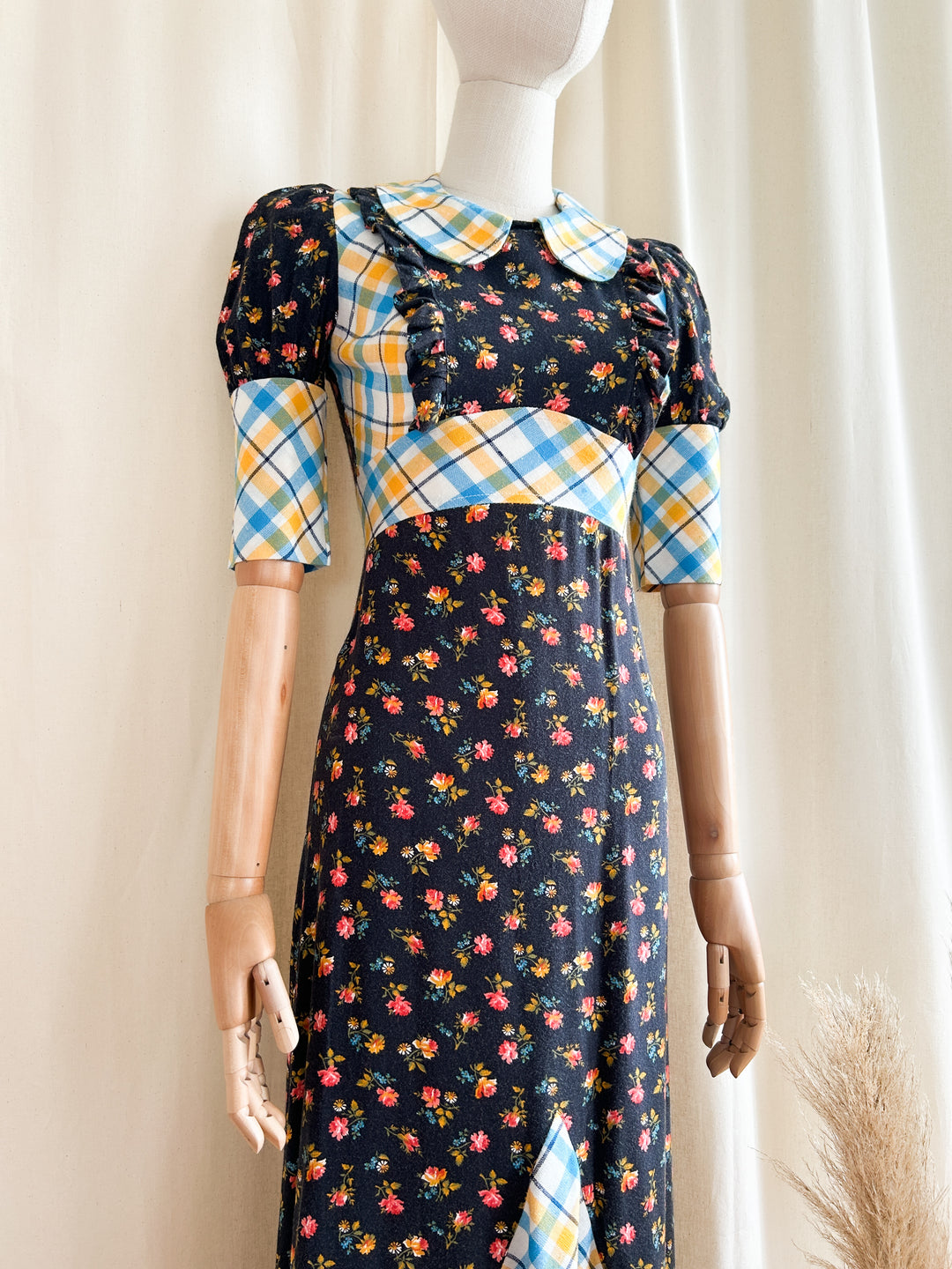 Super Adorable One of a Kind Handmade 1970s Cotton Maxi Dress