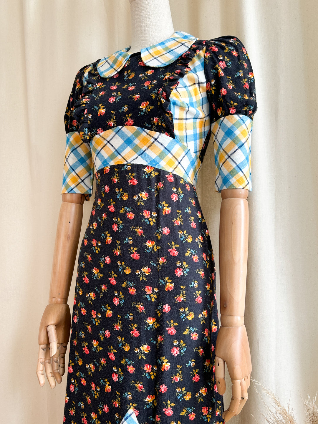 Super Adorable One of a Kind Handmade 1970s Cotton Maxi Dress