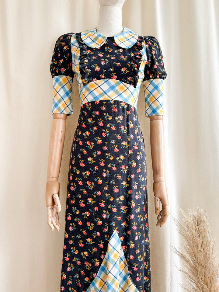 Super Adorable One of a Kind Handmade 1970s Cotton Maxi Dress